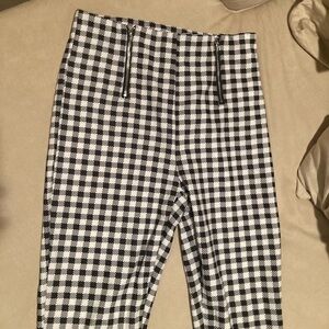 Plaid Fall Zipper Side Pouch Leggings Pants Gingham